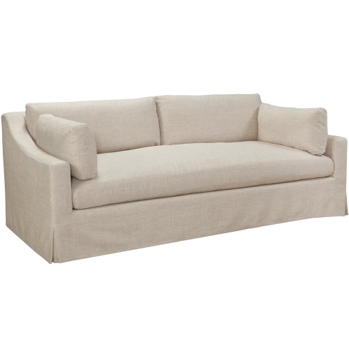 Dune 84" Sofa in Focus Rice Ash Neutral Fabric & Weathered Oak